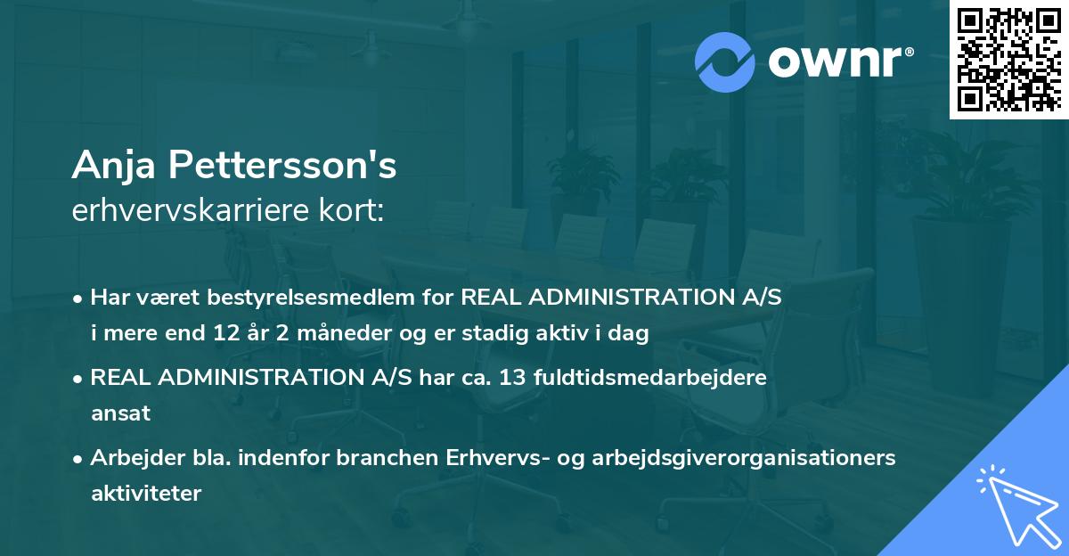 Anja Pettersson's erhvervskarriere kort