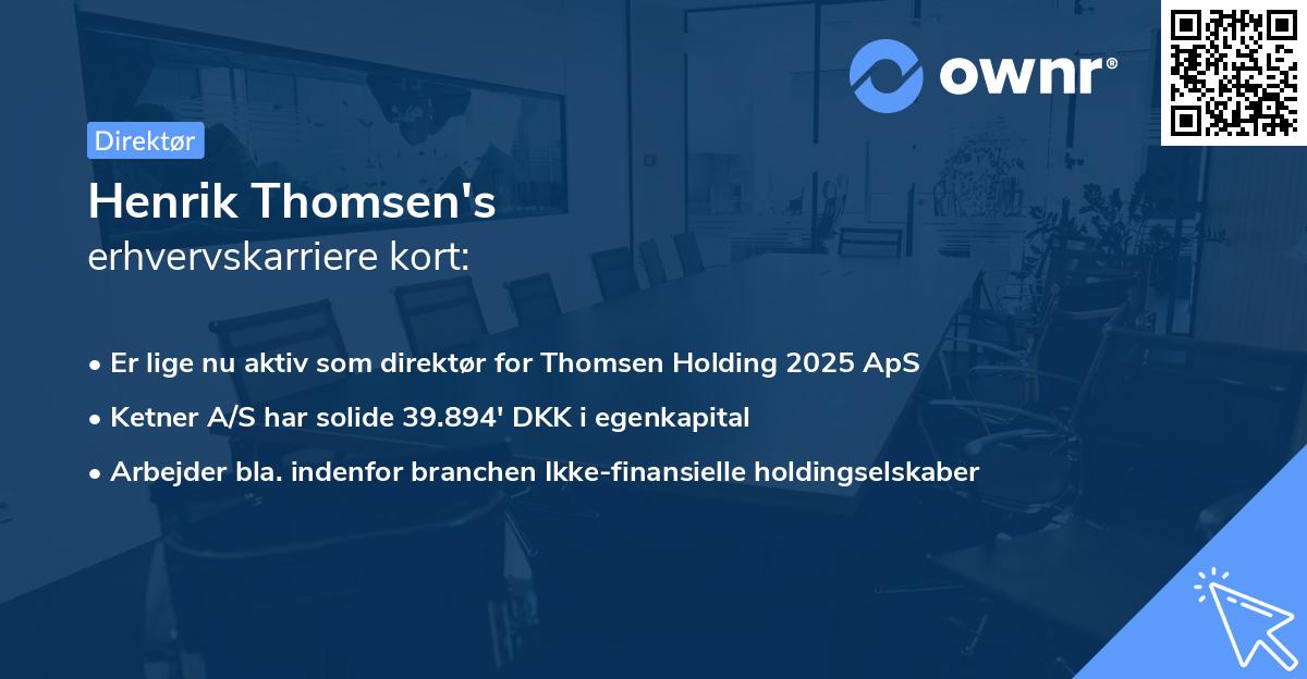 Henrik Thomsen's erhvervskarriere kort