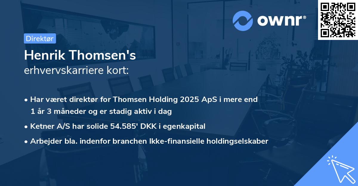 Henrik Thomsen's erhvervskarriere kort