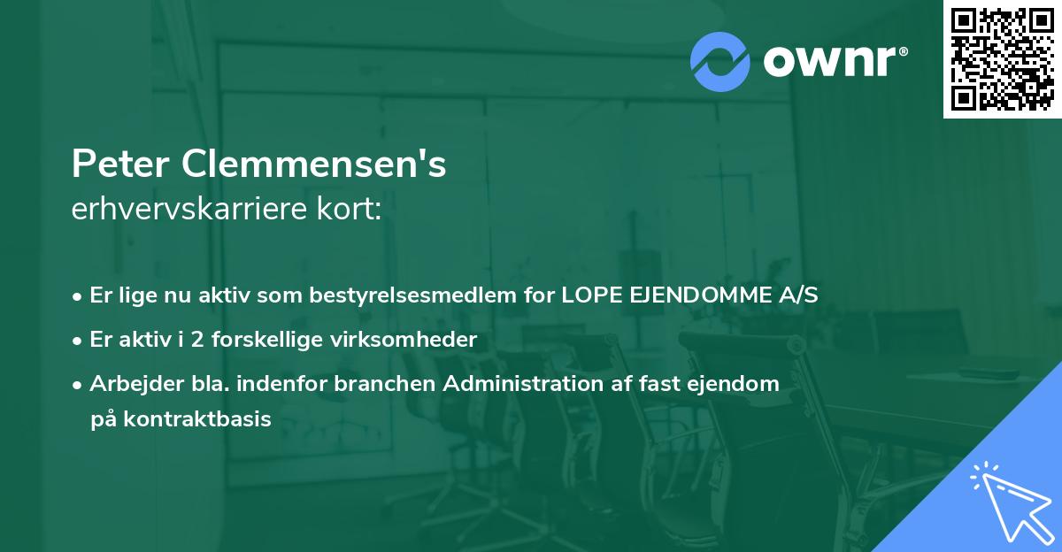 Peter Clemmensen's erhvervskarriere kort