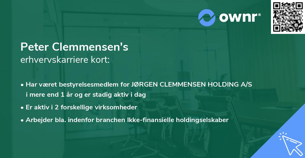 Peter Clemmensen's erhvervskarriere kort