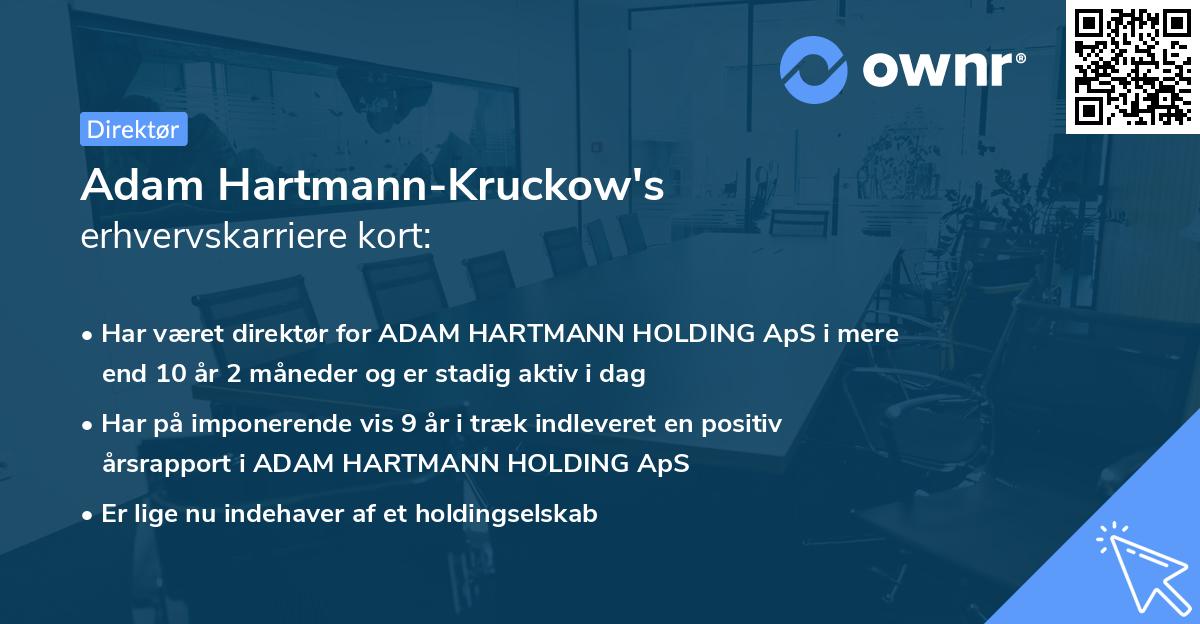 Adam Hartmann-Kruckow's erhvervskarriere kort