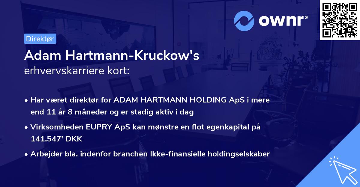 Adam Hartmann-Kruckow's erhvervskarriere kort