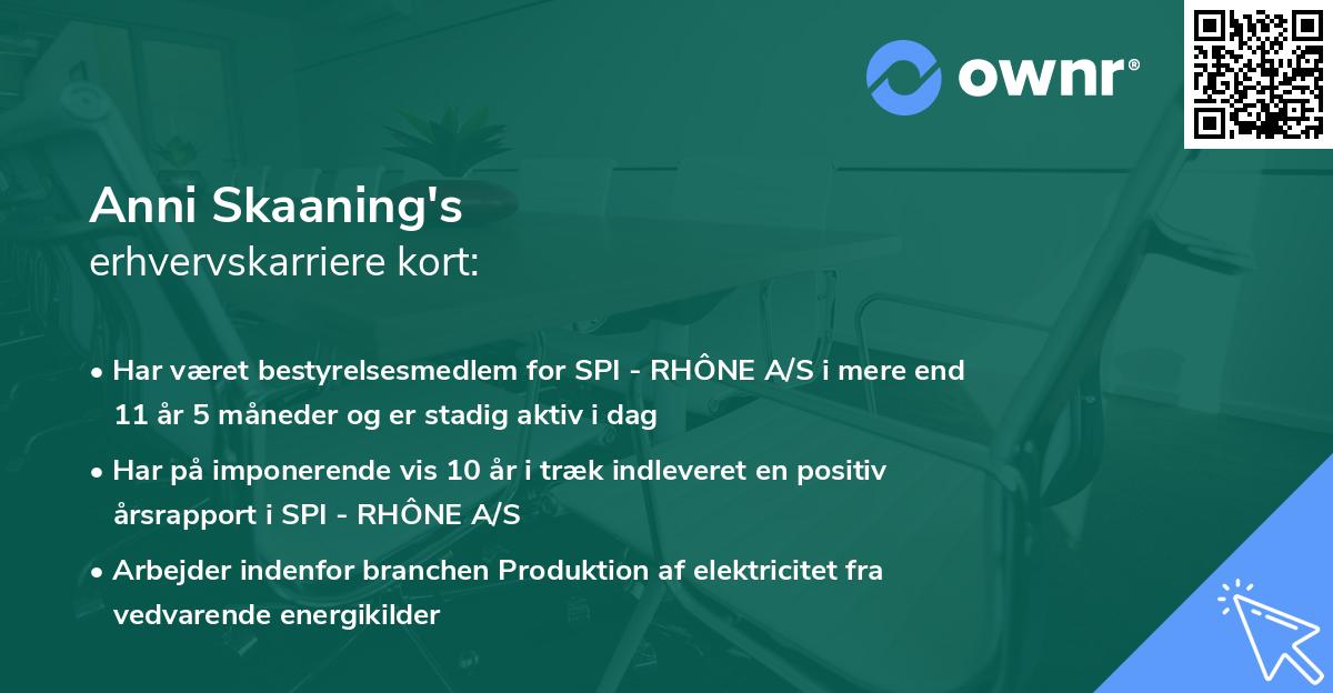 Anni Skaaning's erhvervskarriere kort