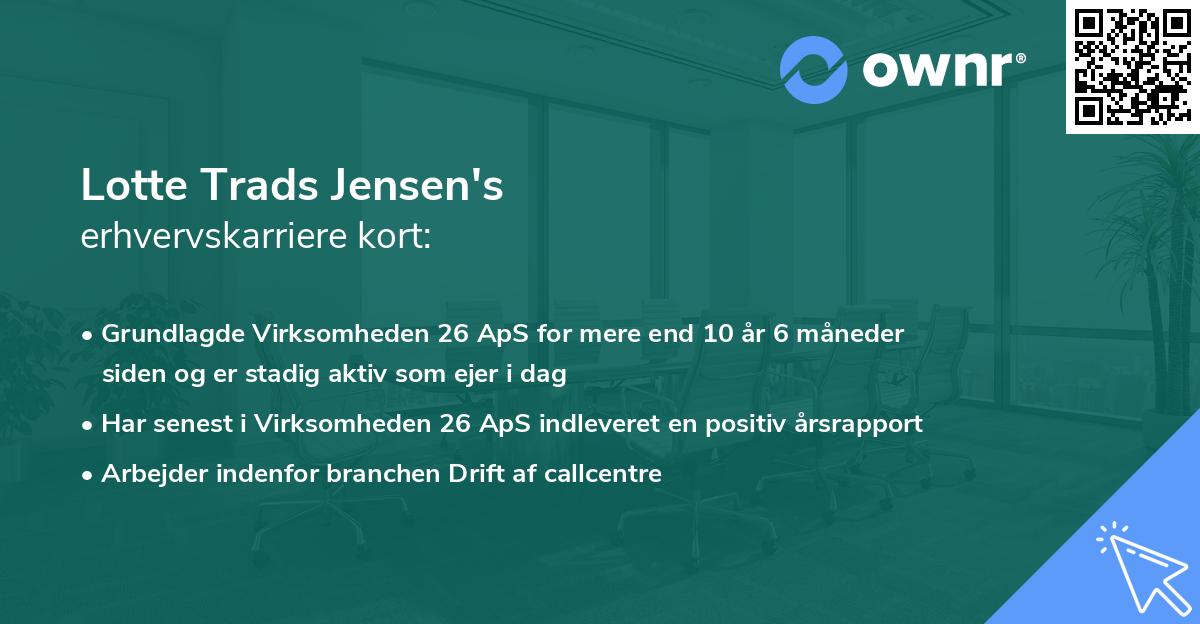 Lotte Trads Jensen's erhvervskarriere kort