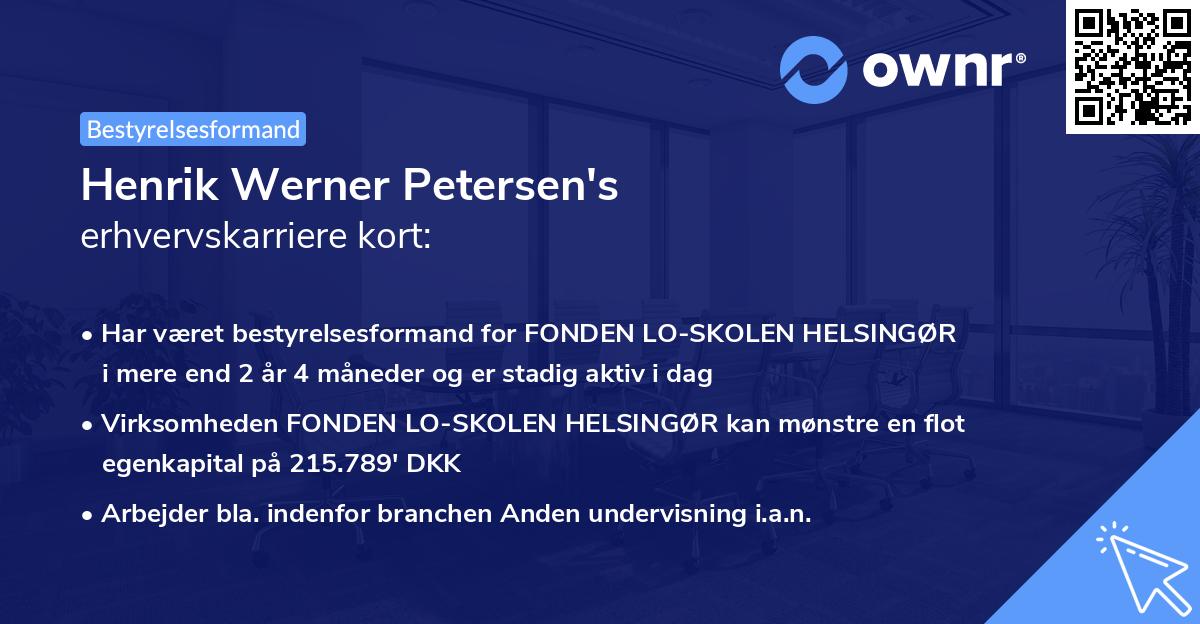 Henrik Werner Petersen's erhvervskarriere kort
