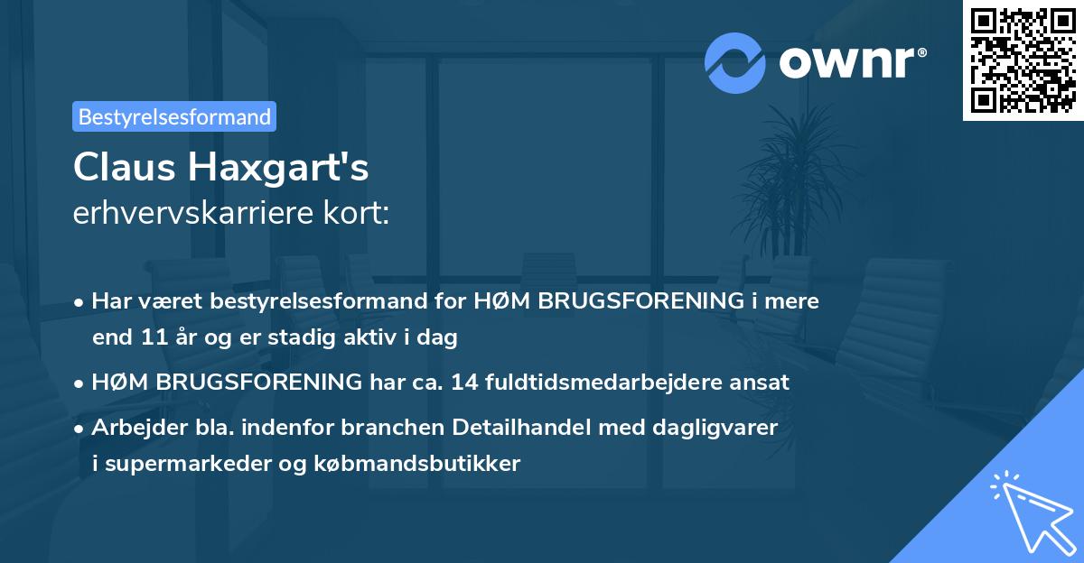 Claus Haxgart's erhvervskarriere kort