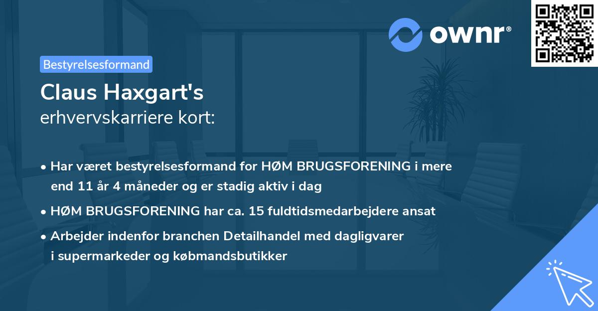 Claus Haxgart's erhvervskarriere kort