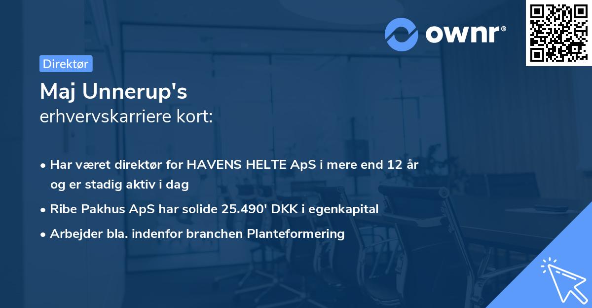 Maj Unnerup's erhvervskarriere kort