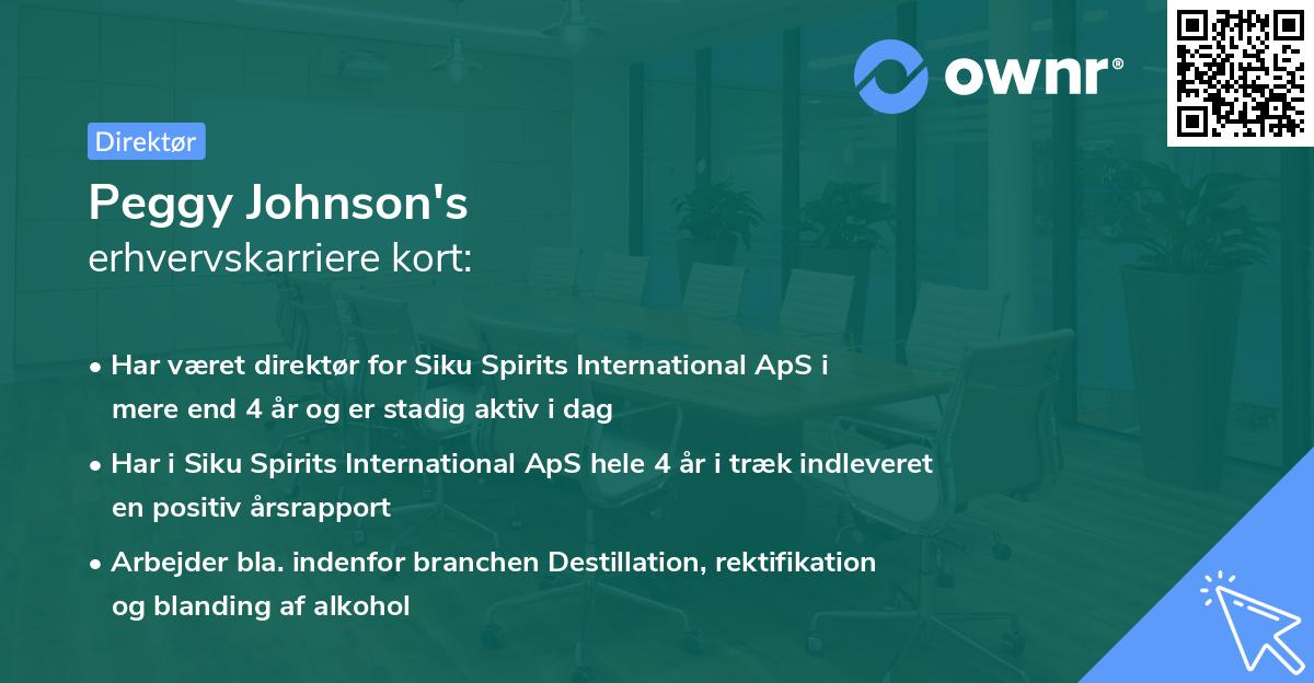 Peggy Johnson's erhvervskarriere kort