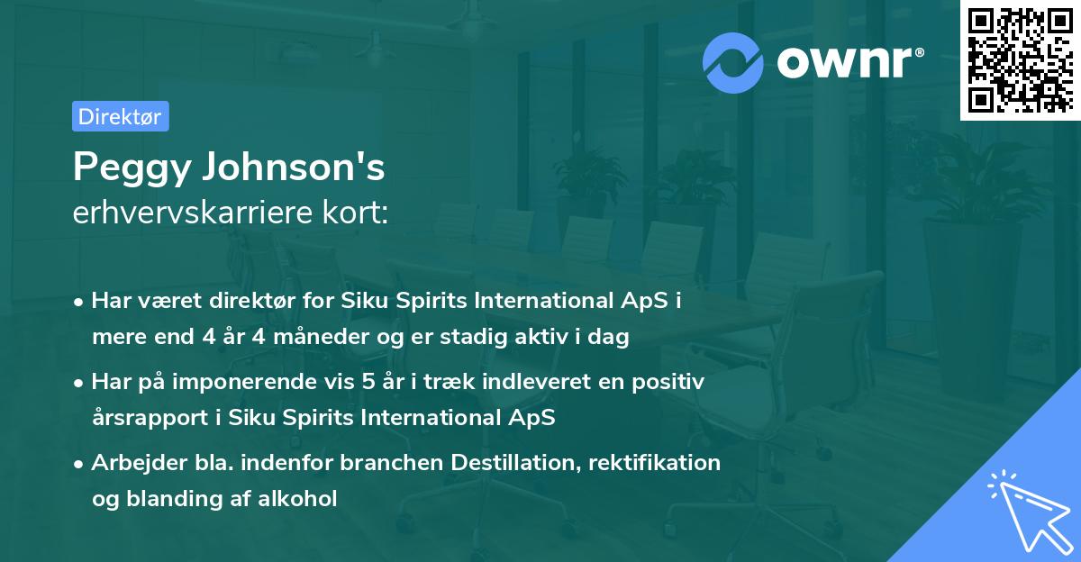 Peggy Johnson's erhvervskarriere kort