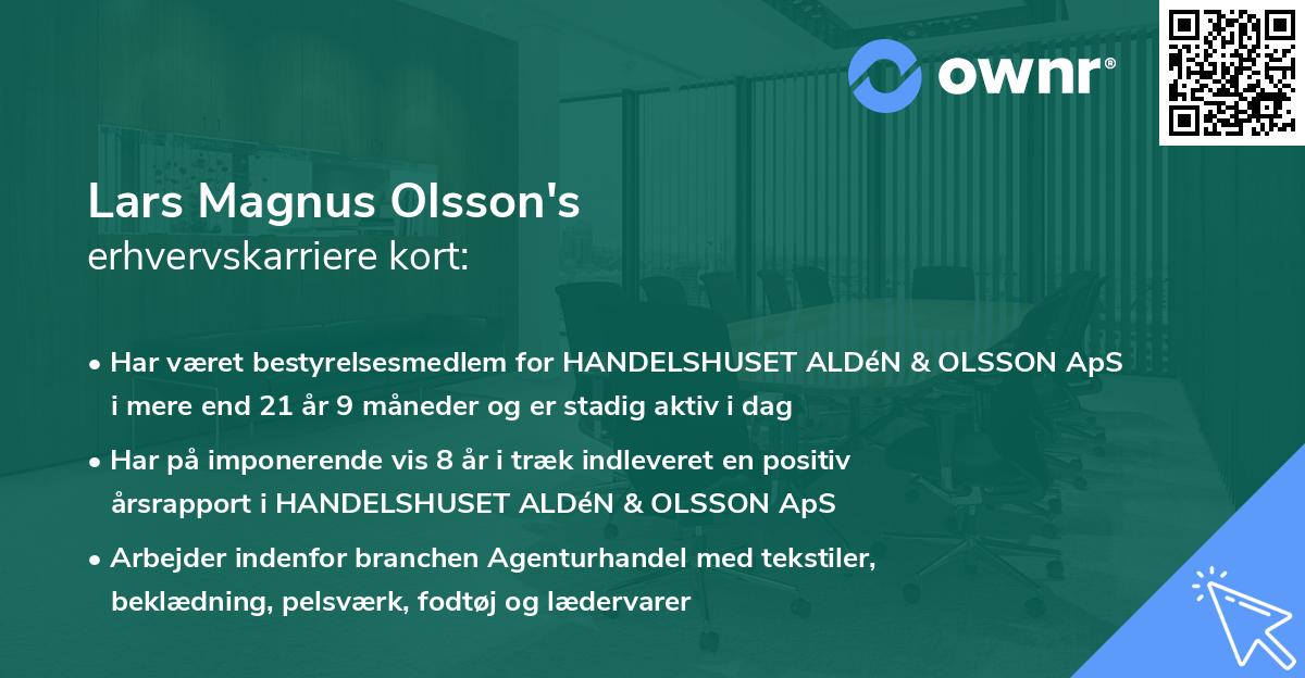 Lars Magnus Olsson's erhvervskarriere kort