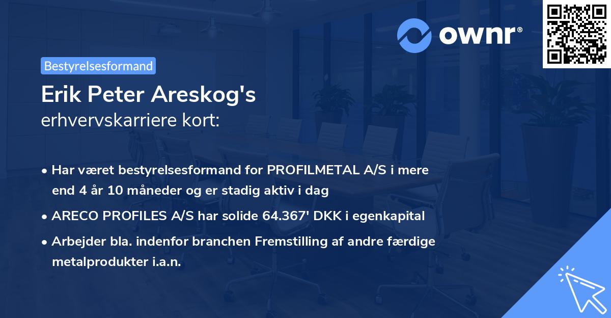 Erik Peter Areskog's erhvervskarriere kort