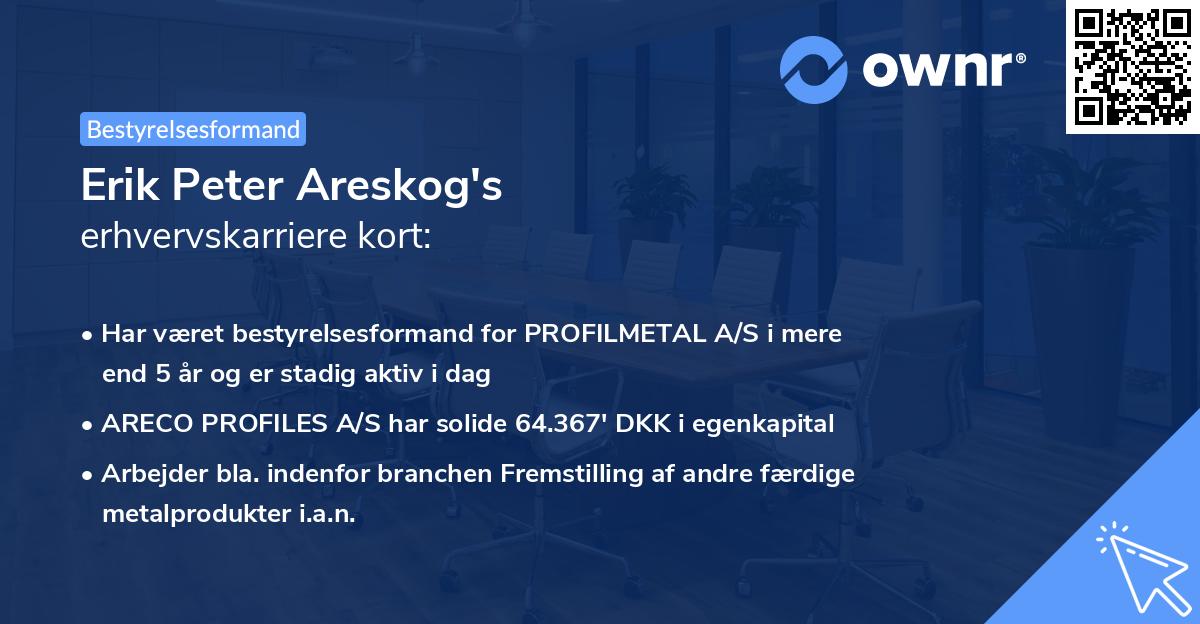 Erik Peter Areskog's erhvervskarriere kort