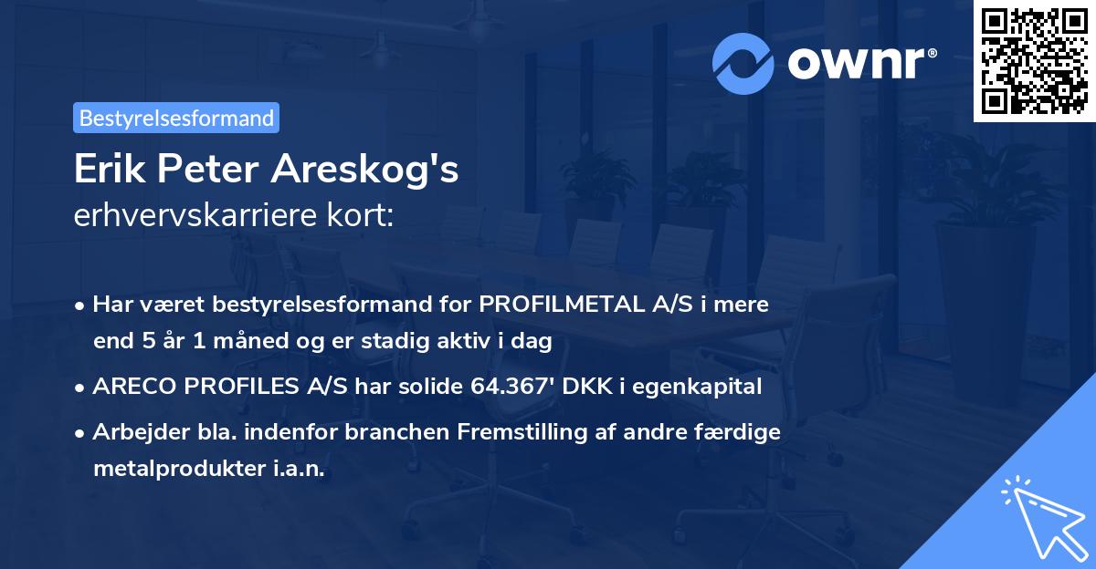 Erik Peter Areskog's erhvervskarriere kort