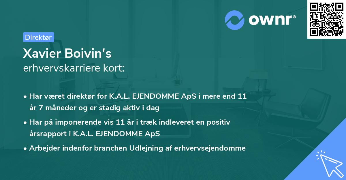 Xavier Boivin's erhvervskarriere kort