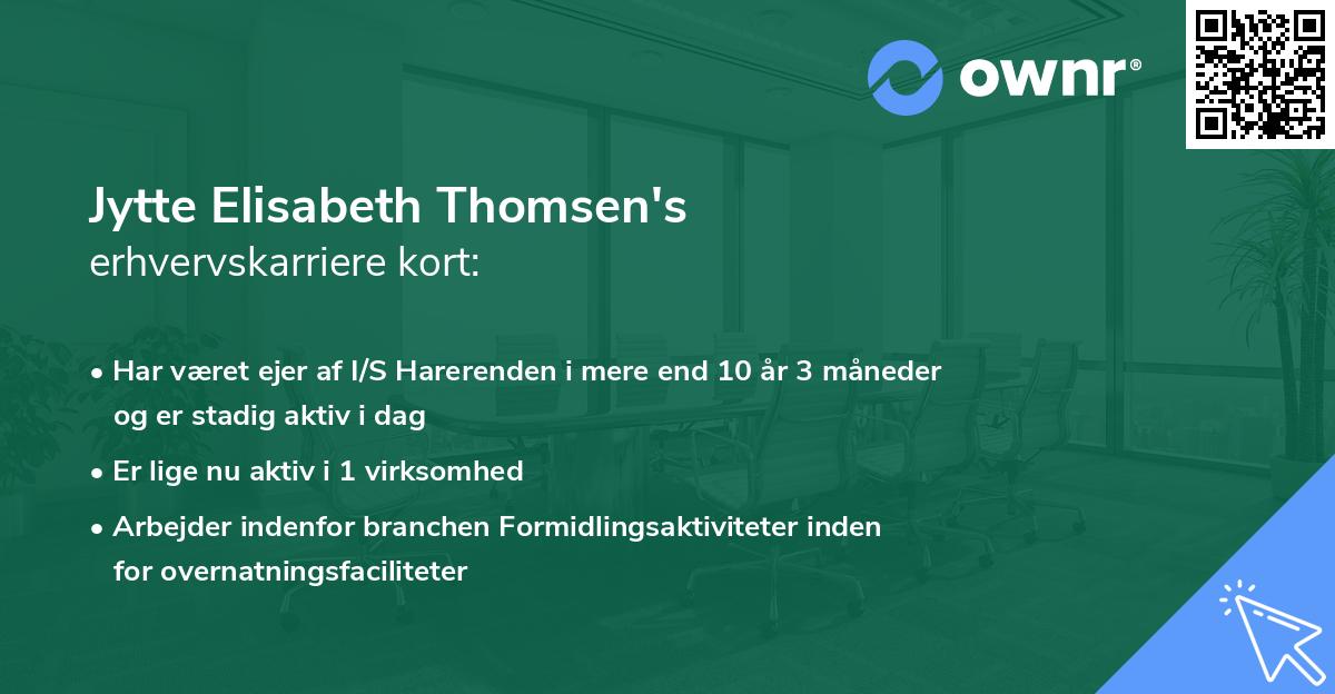 Jytte Elisabeth Thomsen's erhvervskarriere kort