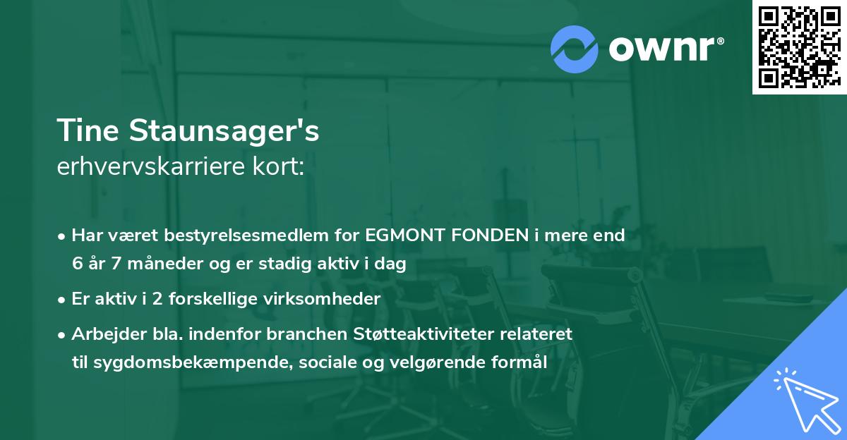 Tine Staunsager's erhvervskarriere kort