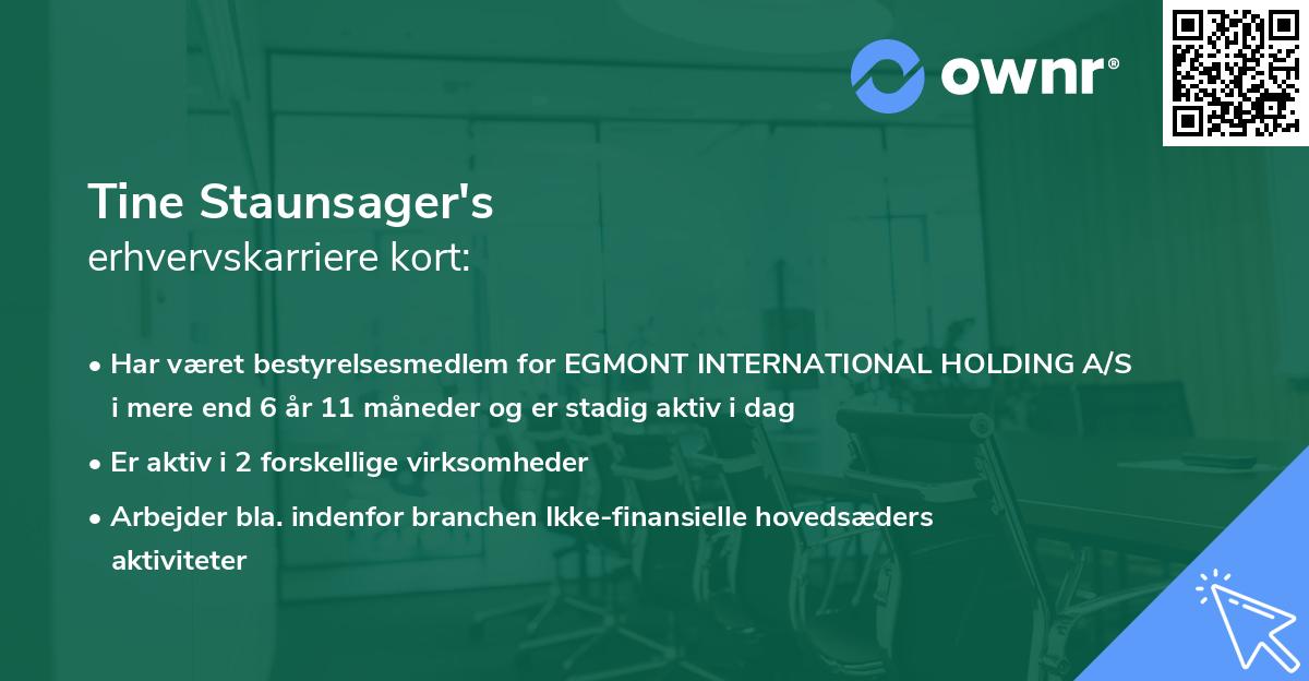 Tine Staunsager's erhvervskarriere kort