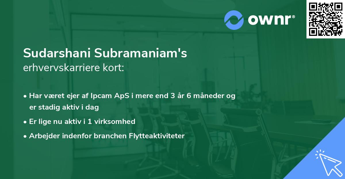 Sudarshani Subramaniam's erhvervskarriere kort