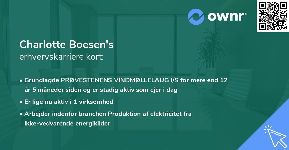 Charlotte Boesen's erhvervskarriere kort