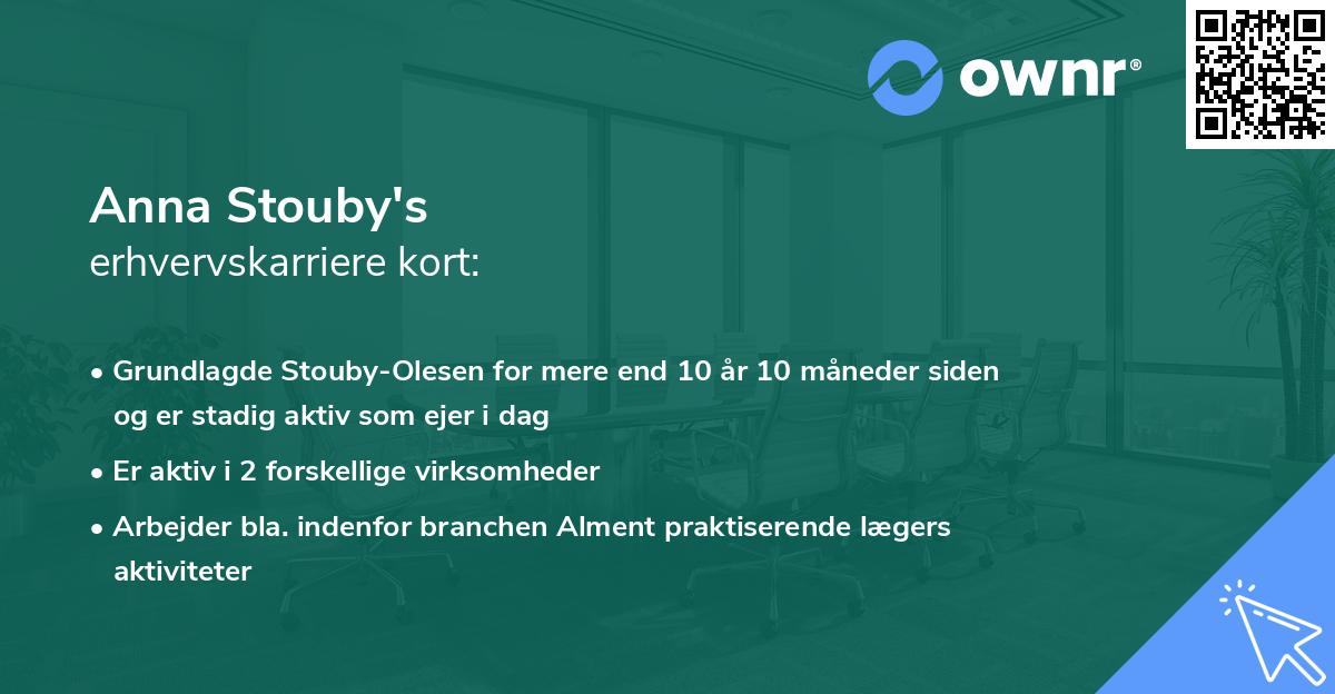 Anna Stouby's erhvervskarriere kort
