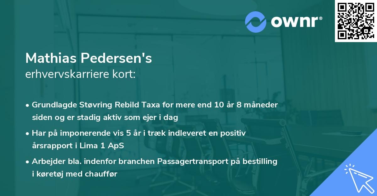 Mathias Pedersen's erhvervskarriere kort