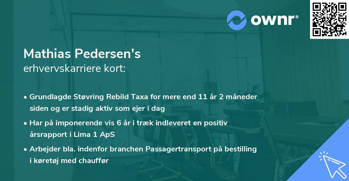 Mathias Pedersen's erhvervskarriere kort