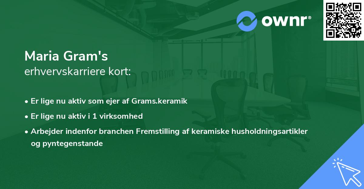 Maria Gram's erhvervskarriere kort