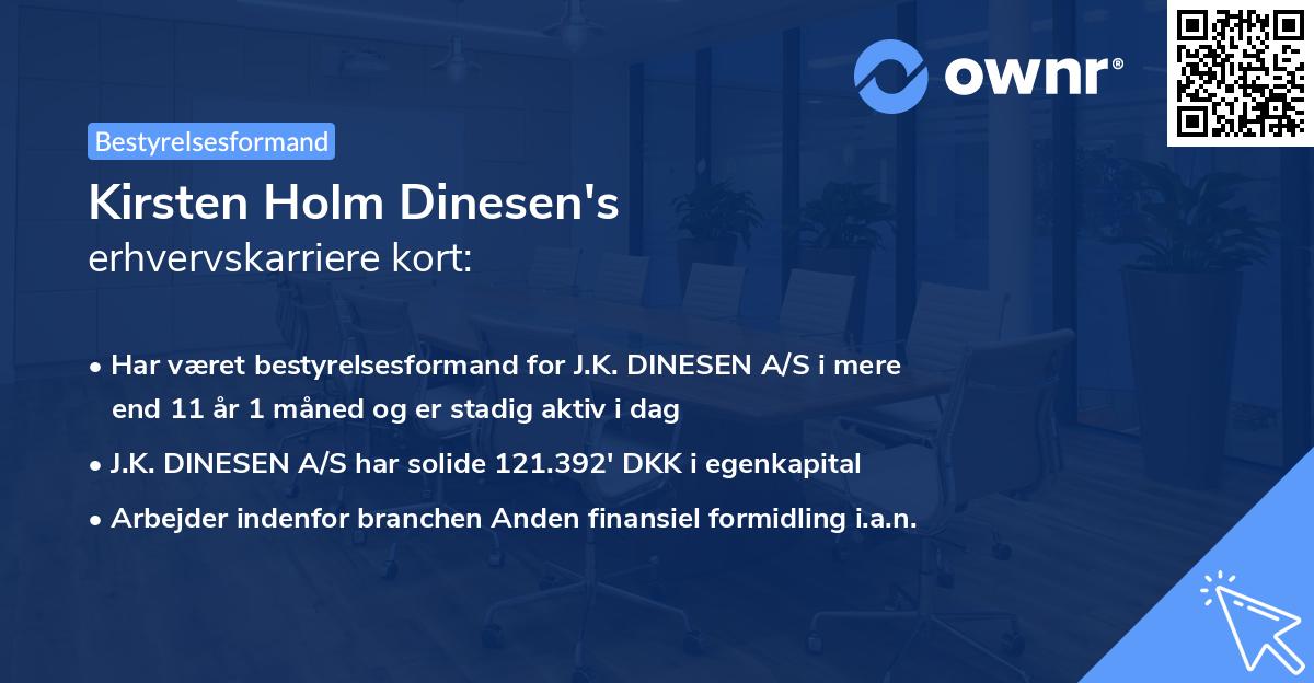 Kirsten Holm Dinesen's erhvervskarriere kort
