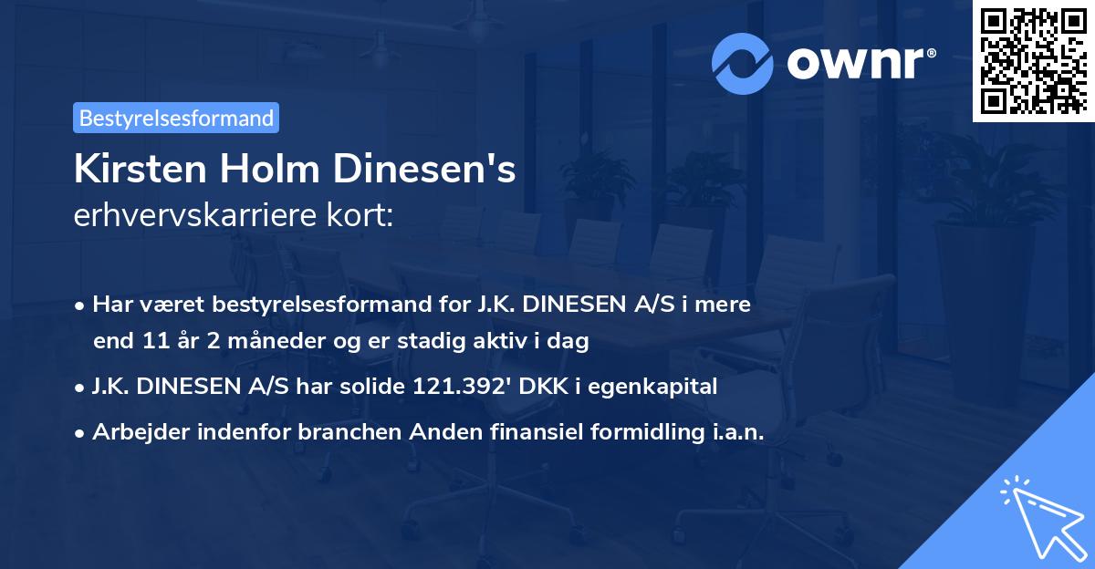 Kirsten Holm Dinesen's erhvervskarriere kort