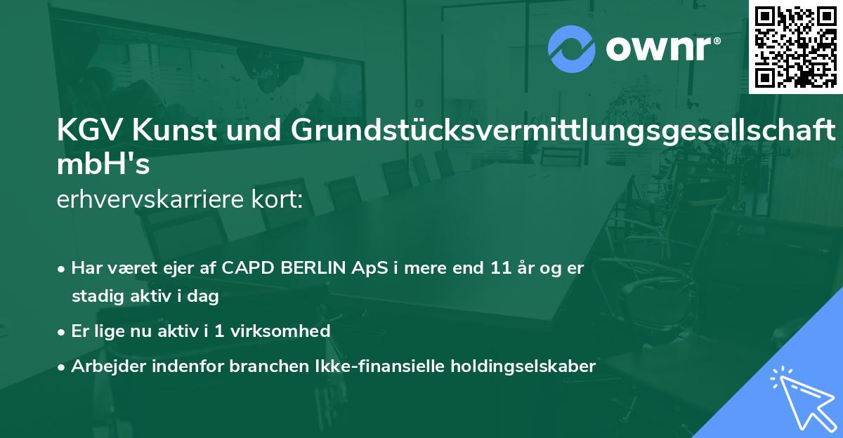 KGV Kunst und Grundstücksvermittlungsgesellschaft mbH's erhvervskarriere kort