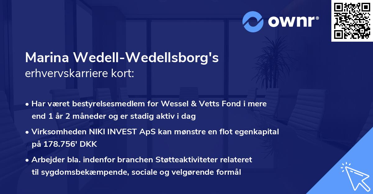 Marina Wedell-Wedellsborg's erhvervskarriere kort