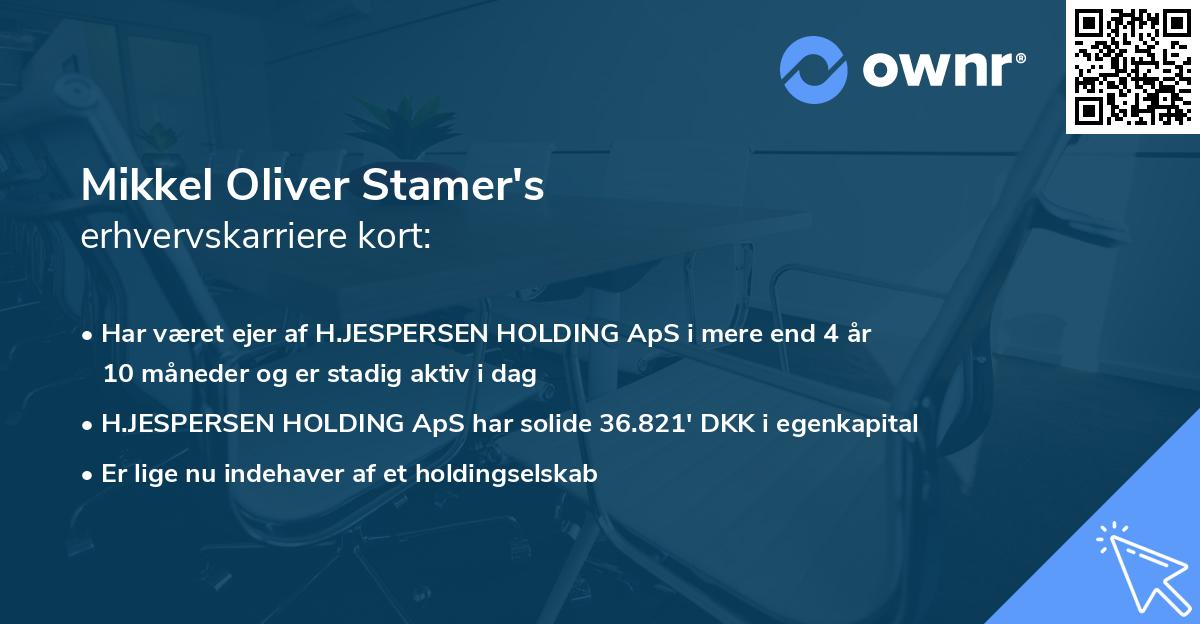 Mikkel Oliver Stamer's erhvervskarriere kort