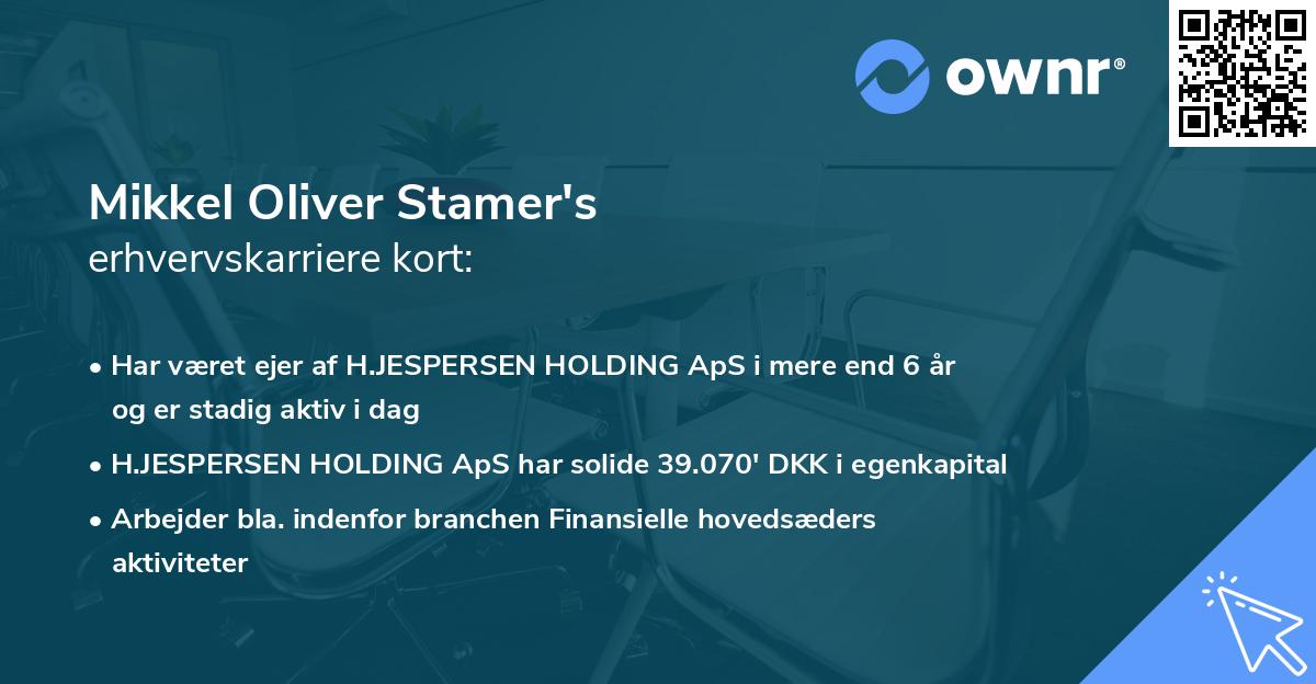 Mikkel Oliver Stamer's erhvervskarriere kort