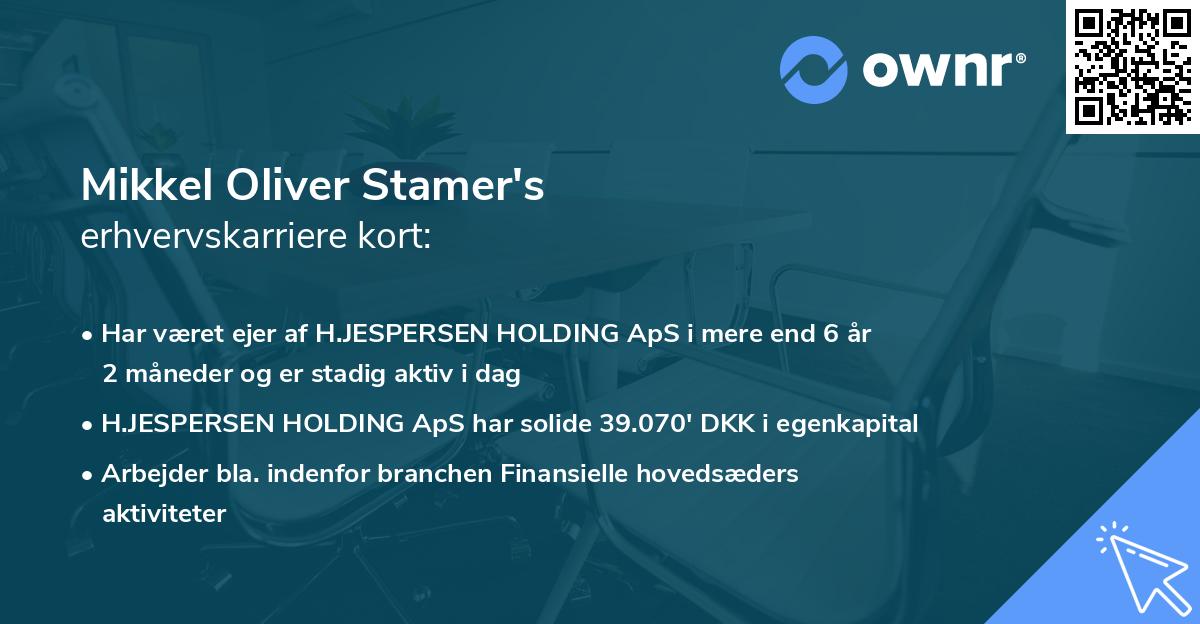 Mikkel Oliver Stamer's erhvervskarriere kort