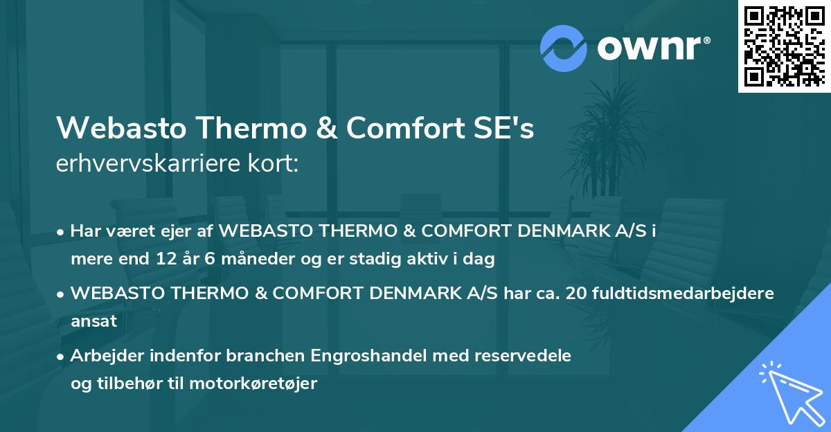 Webasto Thermo & Comfort SE's erhvervskarriere kort