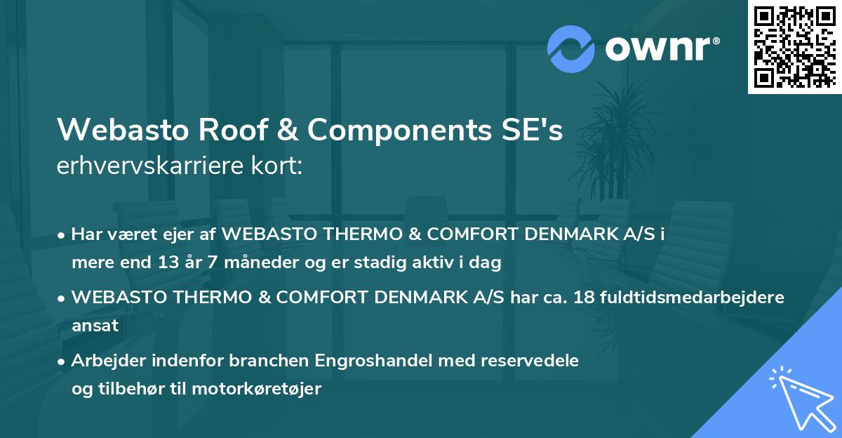 Webasto Roof & Components SE's erhvervskarriere kort