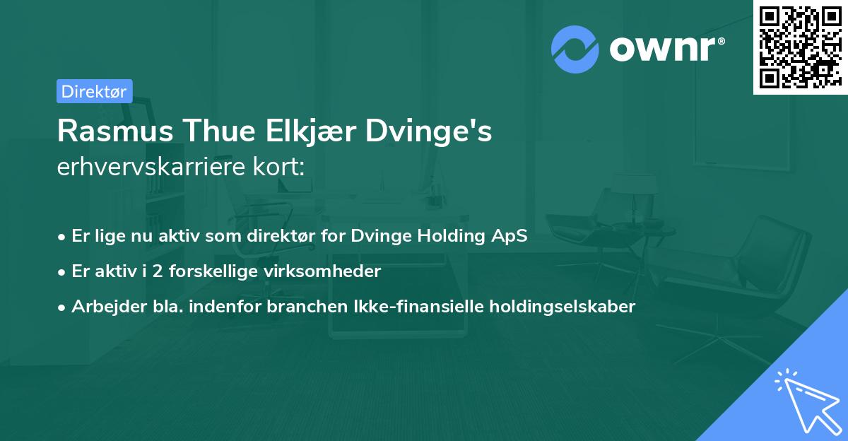 Rasmus Thue Elkjær Dvinge's erhvervskarriere kort