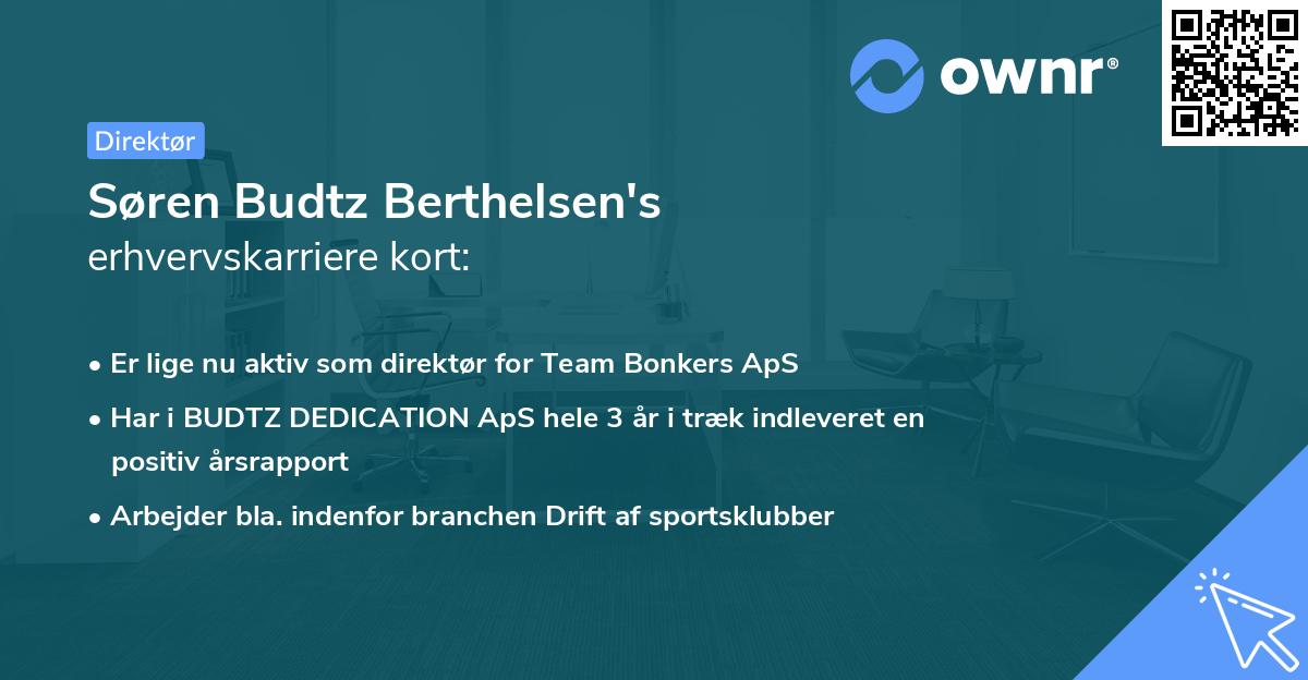 Søren Budtz Berthelsen's erhvervskarriere kort