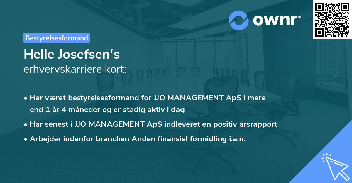 Helle Josefsen's erhvervskarriere kort