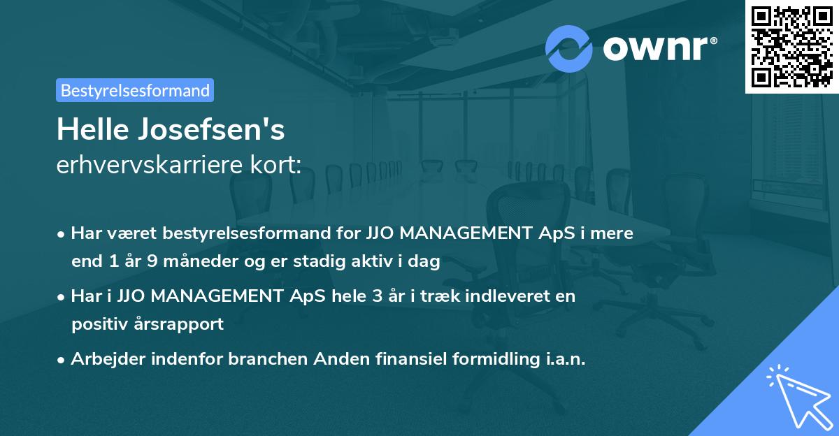 Helle Josefsen's erhvervskarriere kort