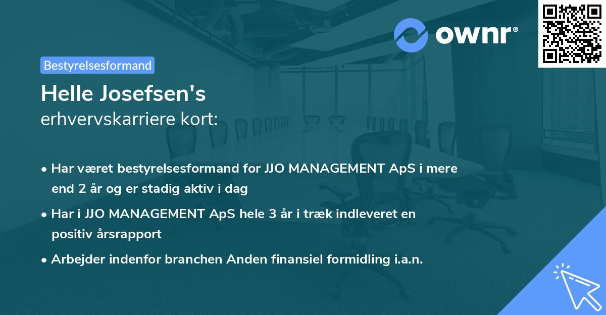 Helle Josefsen's erhvervskarriere kort