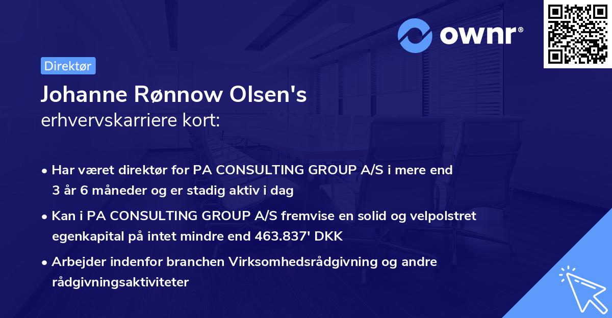 Johanne Rønnow Olsen's erhvervskarriere kort