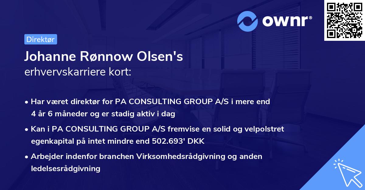 Johanne Rønnow Olsen's erhvervskarriere kort