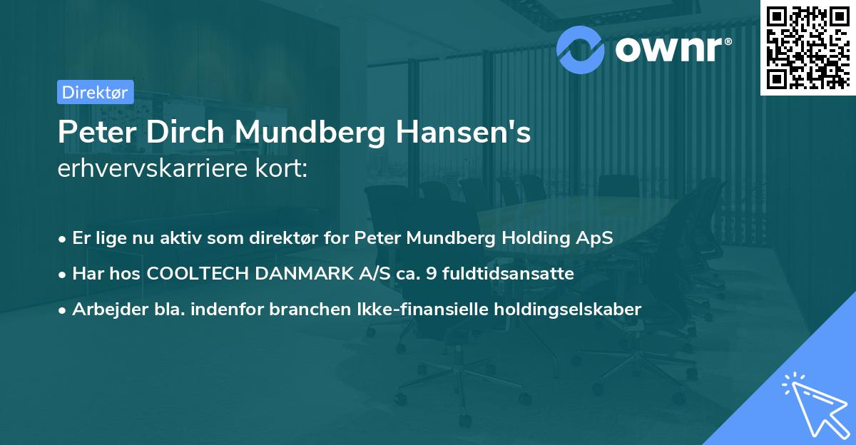 Peter Dirch Mundberg Hansen's erhvervskarriere kort