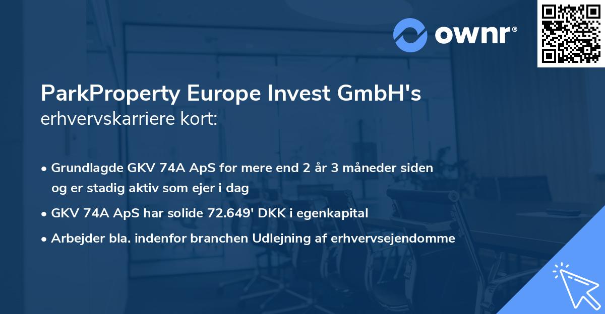ParkProperty Europe Invest GmbH's erhvervskarriere kort
