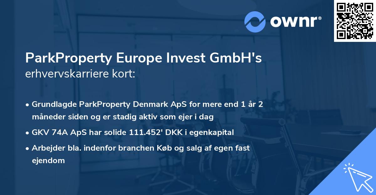 ParkProperty Europe Invest GmbH's erhvervskarriere kort
