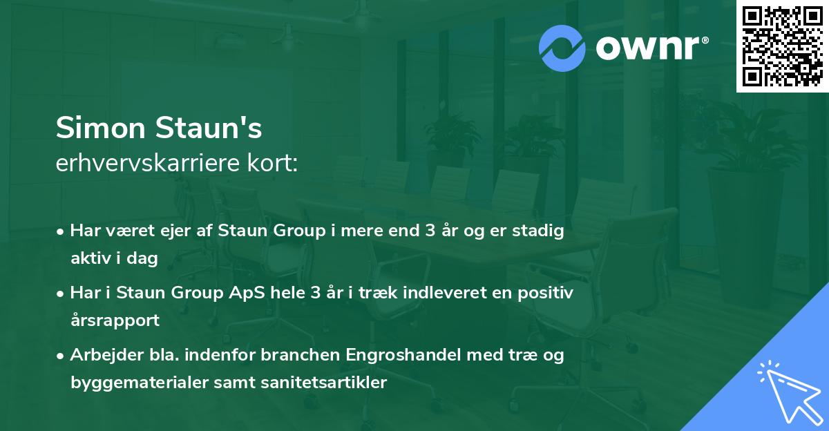 Simon Staun's erhvervskarriere kort