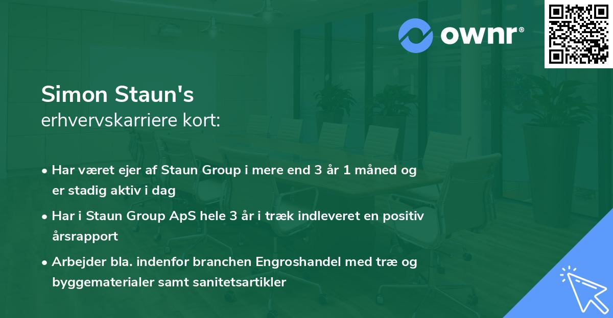 Simon Staun's erhvervskarriere kort